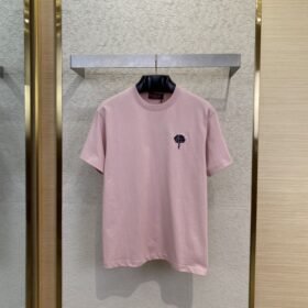 Gucci Rose Embroidery Round Neck Short Sleeve T-Shirt