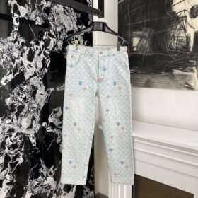LV co-branded embroidered denim pants