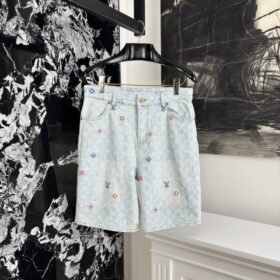 LV co-branded embroidered denim shorts