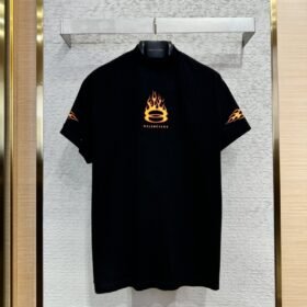 Balenciaga Flame Ring Print Short Sleeve T-Shirt