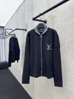 lv plaid collar appliques knit jacket