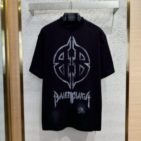 Balenciaga Logo Aged Short Sleeve T-Shirt 2