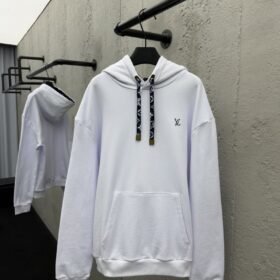 Lv Solid Color Drawstring Hooded Long Sleeve Sweatshirt 1