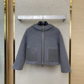 Fendi Old Flower Reversible Cashmere Short Jacket Grey