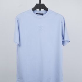 LV Old Flower Embossed Short Sleeve Sky Blue