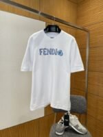 Fendi Alphabet Floral Embroidered Short-Sleeve T-Shirt
