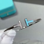 Tiffany and Co TIFFANY T Diamond and Turquoise Wire Bracelet - 图片 2