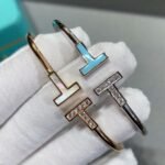 Tiffany and Co TIFFANY T Diamond and Turquoise Wire Bracelet - 图片 5