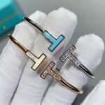 Tiffany and Co TIFFANY T Diamond and Turquoise Wire Bracelet - 图片 7