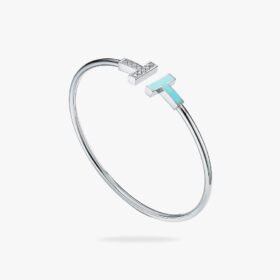 Tiffany and Co TIFFANY T Diamond and Turquoise Wire Bracelet