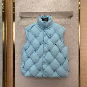 Bottega Veneta Braided Down Vest Light Blue