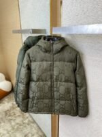 Gucci Jacquard Hooded Down Jacket Green - 图片 7
