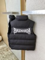 Balenciaga Flame Embroidered Down Vest Black - 图片 8