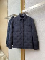 LV Logo Jacquard Lapel Jacket Cotton Coat Jacket - 图片 5