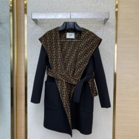 Fendi Double F Full Print Wool Coat