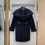 LV Mid-Length Poncho Cashmere Coat Black - 图片 2