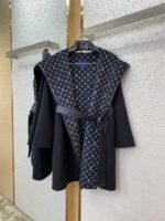 LV Mid-Length Poncho Cashmere Coat Black - 图片 5
