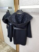 LV Mid-Length Poncho Cashmere Coat Black - 图片 8