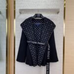 LV short cape cashmere coat black