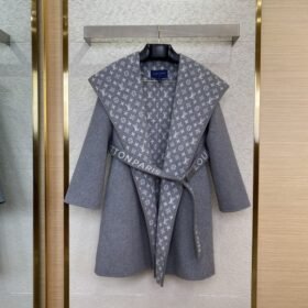 LV mid-length cape cashmere coat grey 1
