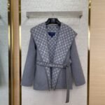 LV short cape cashmere coat grey