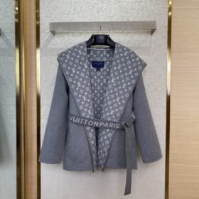 LV short cape cashmere coat grey