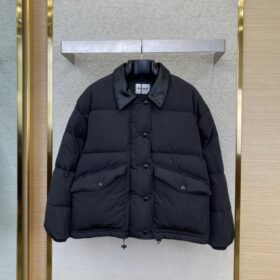 Miu Miu Logo Lapel Down Coat Jacket
