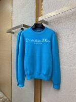 Dior Appliquéd Crew Neck Sweater Blue - 图片 5