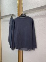 Miu Miu False Two Piece Logo Cardigan Grey - 图片 6