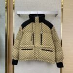 Gucci Full Print Jacquard Removable Down Jacket Brown