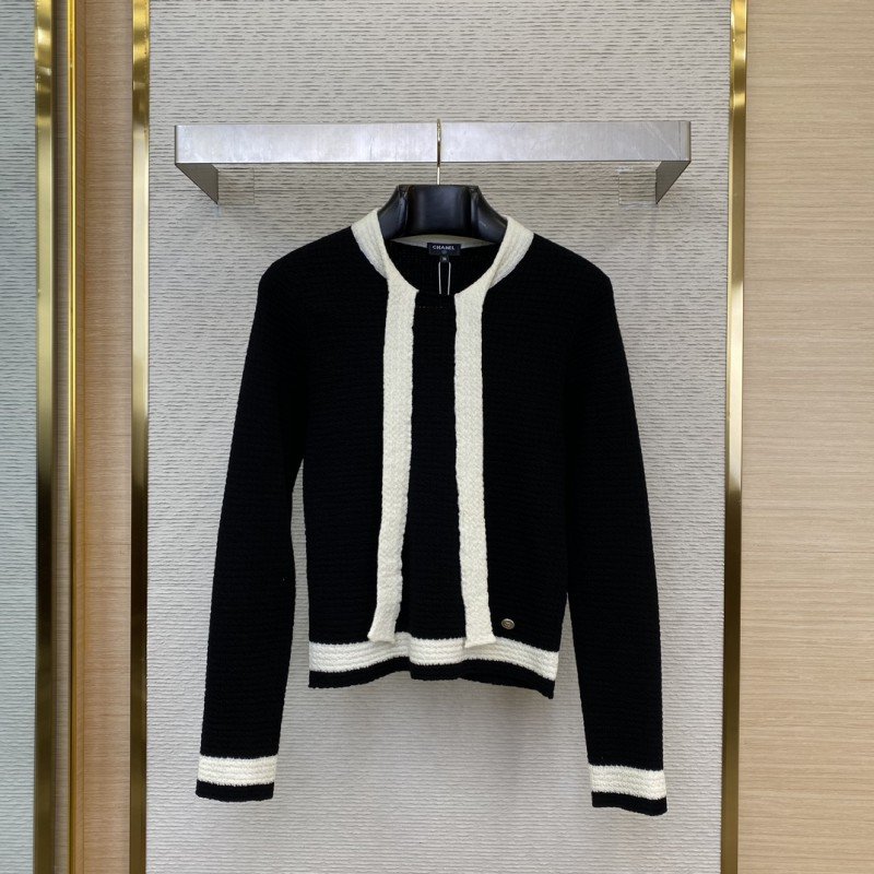 wsxc1731121700882_0.jpg Chanel Ribbon Tie Knit Shirt Black - 图片 1