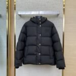 Miu Miu Logo Embroidered Hooded Down Coat Jacket