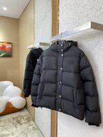 Miu Miu Logo Embroidered Hooded Down Coat Jacket - 图片 3