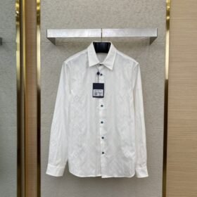 LV Jacquard Mulberry Silk Long Sleeve Shirt
