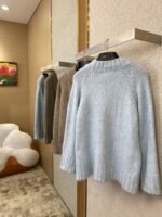 Maison Margiela Knitted Cardigan Jacket Light Blue - 图片 4