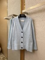 Maison Margiela Knitted Cardigan Jacket Light Blue - 图片 5