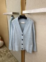 Maison Margiela Knitted Cardigan Jacket Light Blue - 图片 7
