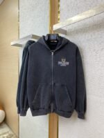 Balenciaga Logo Embroidered Hooded Sweatshirt Jacket - 图片 5