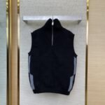 LV Half Zip Knit Dark Embossed Sleeveless Vest