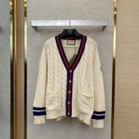 Gucci Clash of Colours Ribbon Badge Knit Cardigan