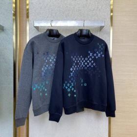 LV Gradient Embroidery Crew Neck Sweatshirt Grey
