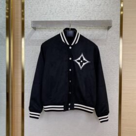LV logo diamond-embedded suede jacket