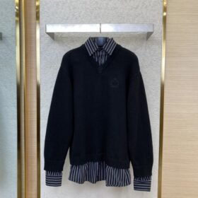 Balenciaga Shirt Patchwork V-Neck Sweater Black