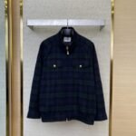Miu Miu Checked Wool Stand-Up Jacket Coat