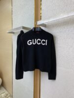 Gucci Chest Letter Sweater Black - 图片 5
