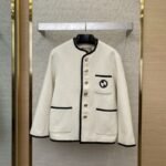 Gucci Badge Logo Tweed Wool Jacket White