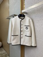 Gucci Badge Logo Tweed Wool Jacket White - 图片 4