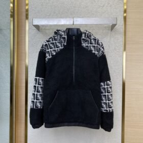 Fendi half-zip lambswool hooded sweatshirt