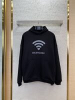Balenciaga Love Heart Wireless Print Hooded Sweatshirt Black