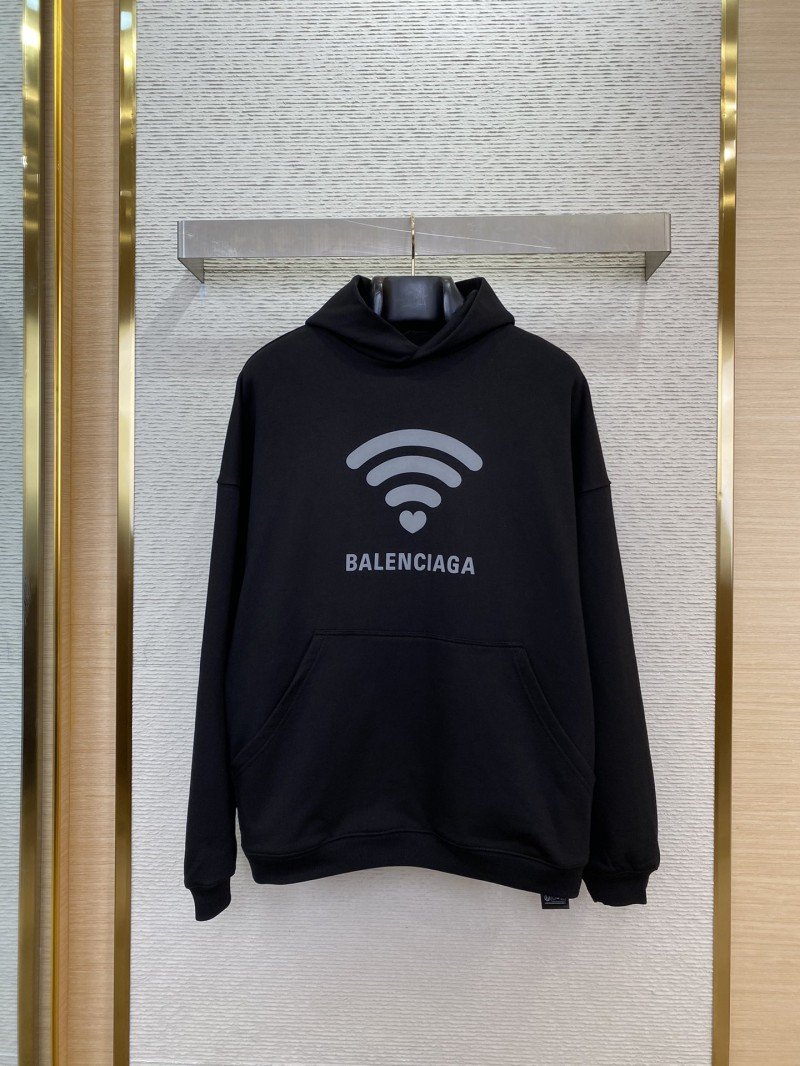 wsxc1733798698605_0.jpg Balenciaga Love Heart Wireless Print Hooded Sweatshirt Black - 图片 1